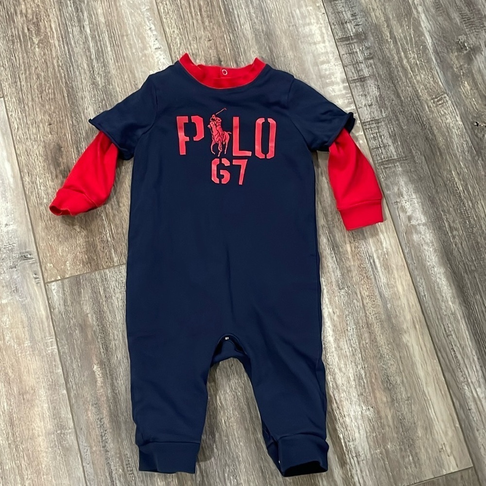 Ralph Lauren Polo baby boy One Piece/Romper blue-red - Size 6 months